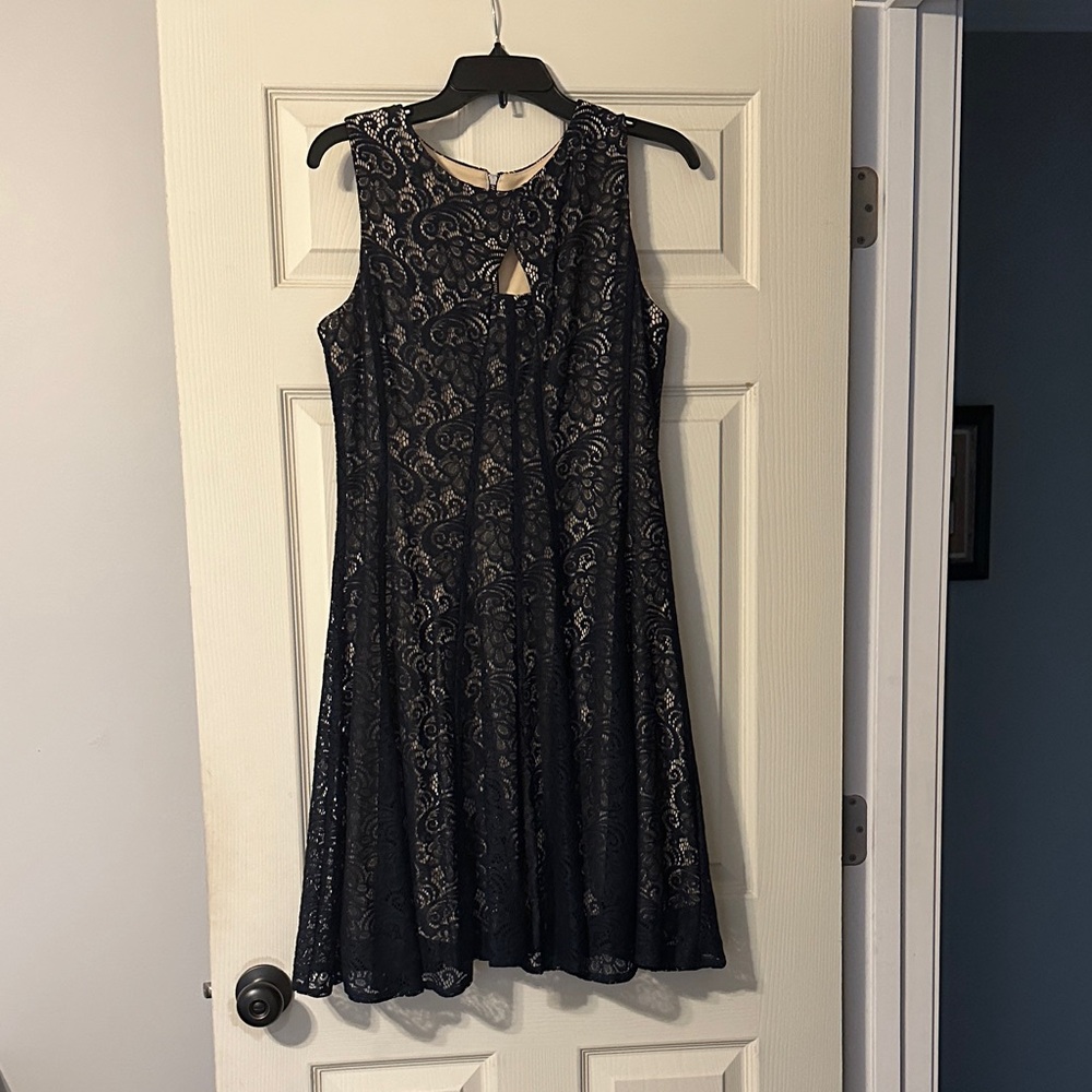 Elegant Navy Lace Dress